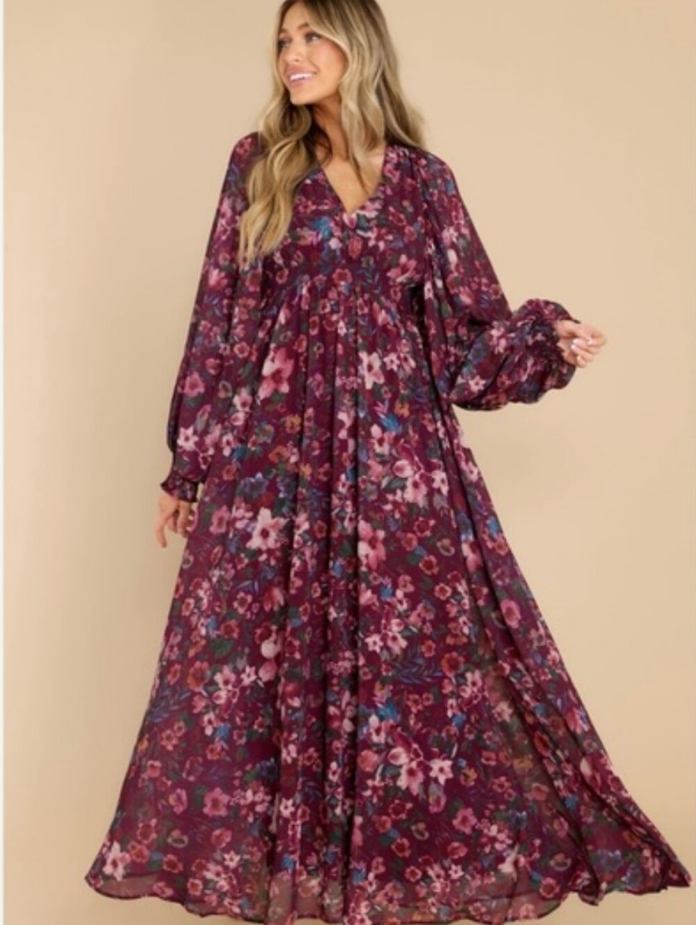 Red Dress Boutique Floral Boho Maxi Dress Small